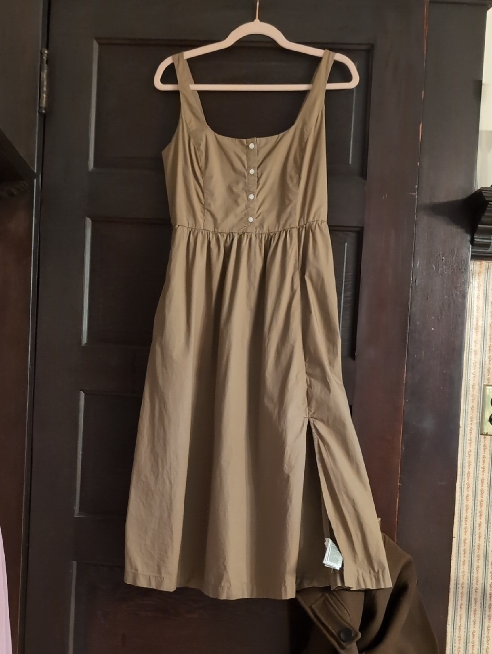 GAP Olive Green Button-Front Midi Sundress